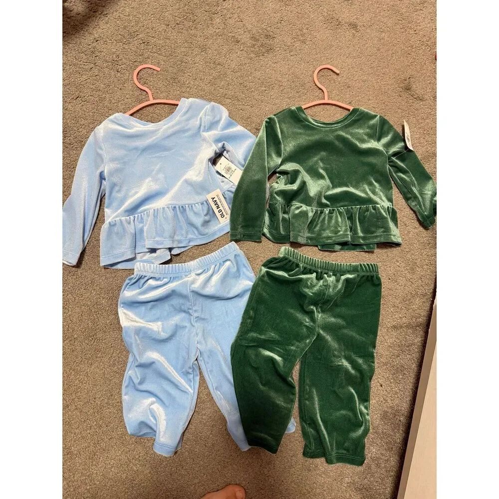 Old Navy Baby Girl Peplum Velour Outfits Lot of 2 NWT 6-12 Month
